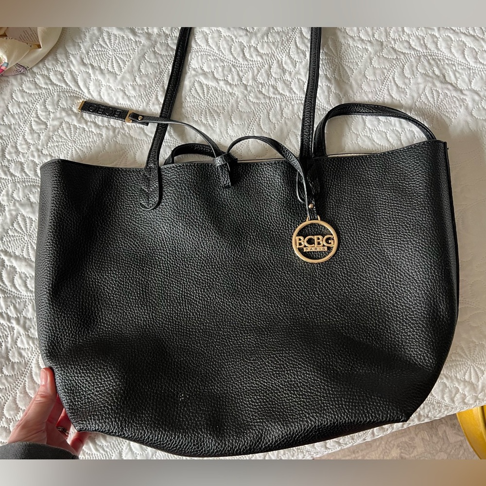 BCBG Black Pebbled Leather Handbag